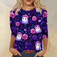 thumbnail image 7 of Halloween Shirts for Women CrewNeck Shirts Fall Halloween Funny Graphic 3/4 Length Sleeve Tops, 7 of 7