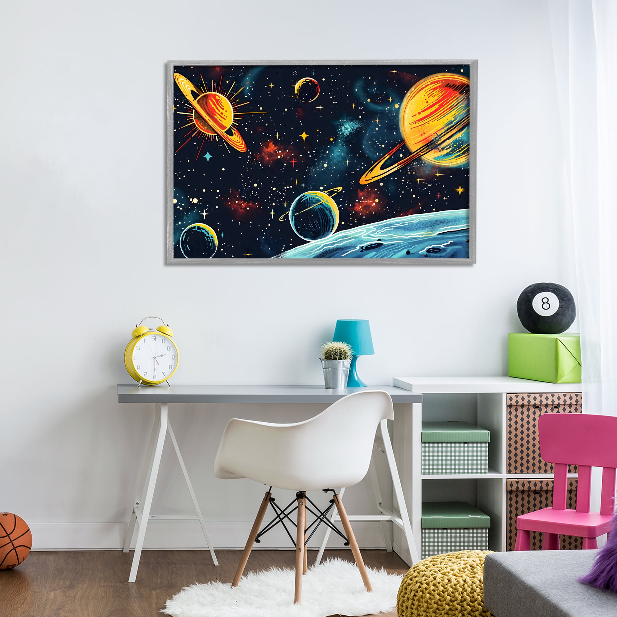 Stupell Industries Black Lit Galaxy Panorama Gray Framed Giclee Art, design by Creative Studio