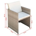 thumbnail image 4 of vidaXL Garden Chairs 2 pcs with Cushions and Pillows Poly Rattan Beige, 4 of 4