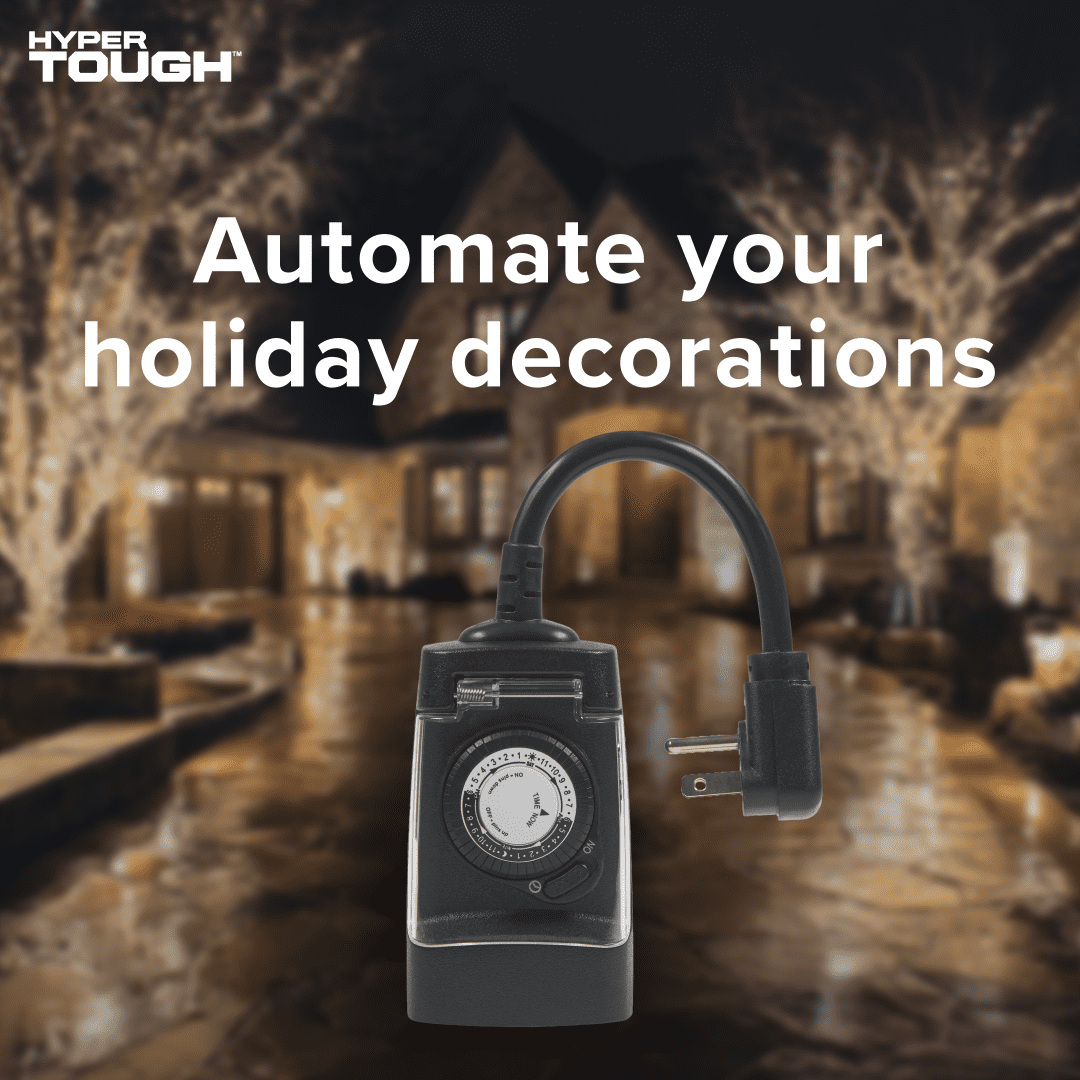 (4 pack) Hyper Tough All-Weather Outdoor Timer with 1 Grounded Outlet, 3-Prong Outlet, 6 inch Cord, 15 Amps