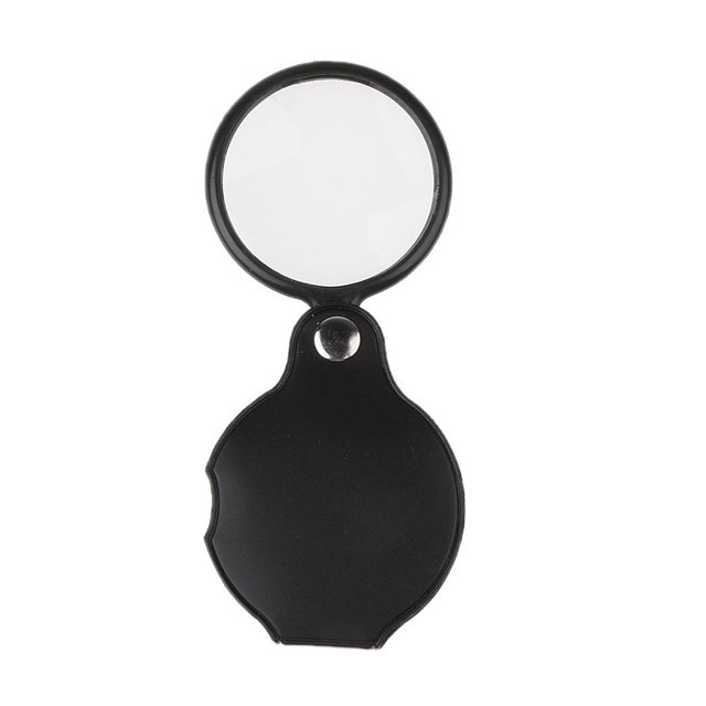 Mini Lupa Portátil De Mano 3X - 5X Con Almacenamiento de material cuero Artificial - Negro Hugo none