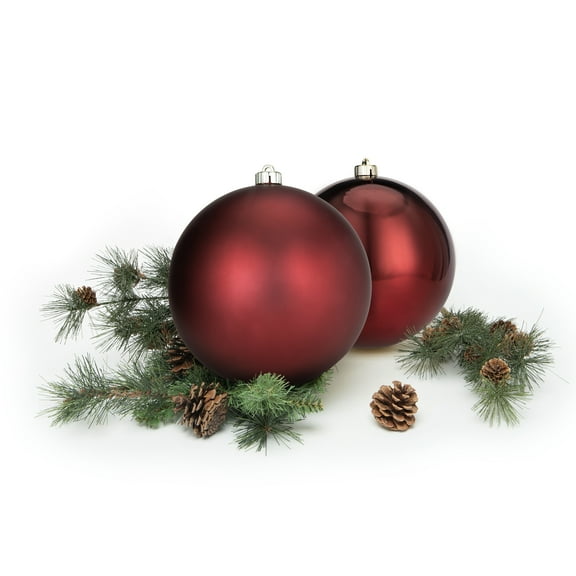 Every Day is Christmas 2ct 20cm/7.9" Christmas Ornaments, Shatterproof Christmas Tree Ornaments Set, Christmas Balls Decoration (Burgundy)