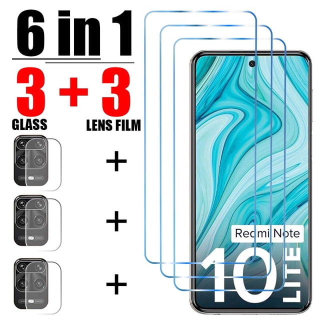 Vidrio Templado 6 en 1 para Xiaomi Redmi Note 12, 11 Pro Plus, 5G, 11S, 10S, 9S, Protector de pantalla de cámara para Redmi Note 10, 9, 8 Pro, 10C, 9C