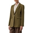 thumbnail image 4 of INSPIRE CHIC Women's One Button Blazers 2025 Trendy Long Sleeve Work Office Suit Jackets L Brown, 4 of 5