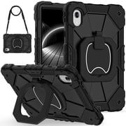 Dteck Case for T-Mobile REVVL Tab 2 Tablet 10.1 Inch 2025, Full-Body Drop Protection Shockproof Cover with Rotating Stand Shoulder Strap,Black