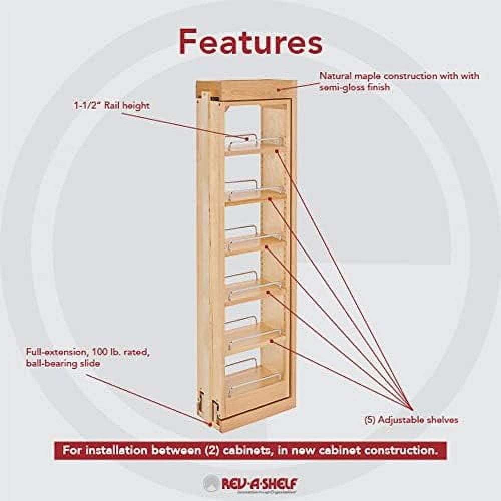 Rev-a-shelf 30 Pull Out Shelf Organizer For Between Wall Kitchen Cabinets,  Filler Spice Rack And Seasoning Storage Holder, Maple Wood, 432-wf-6c :  Target
