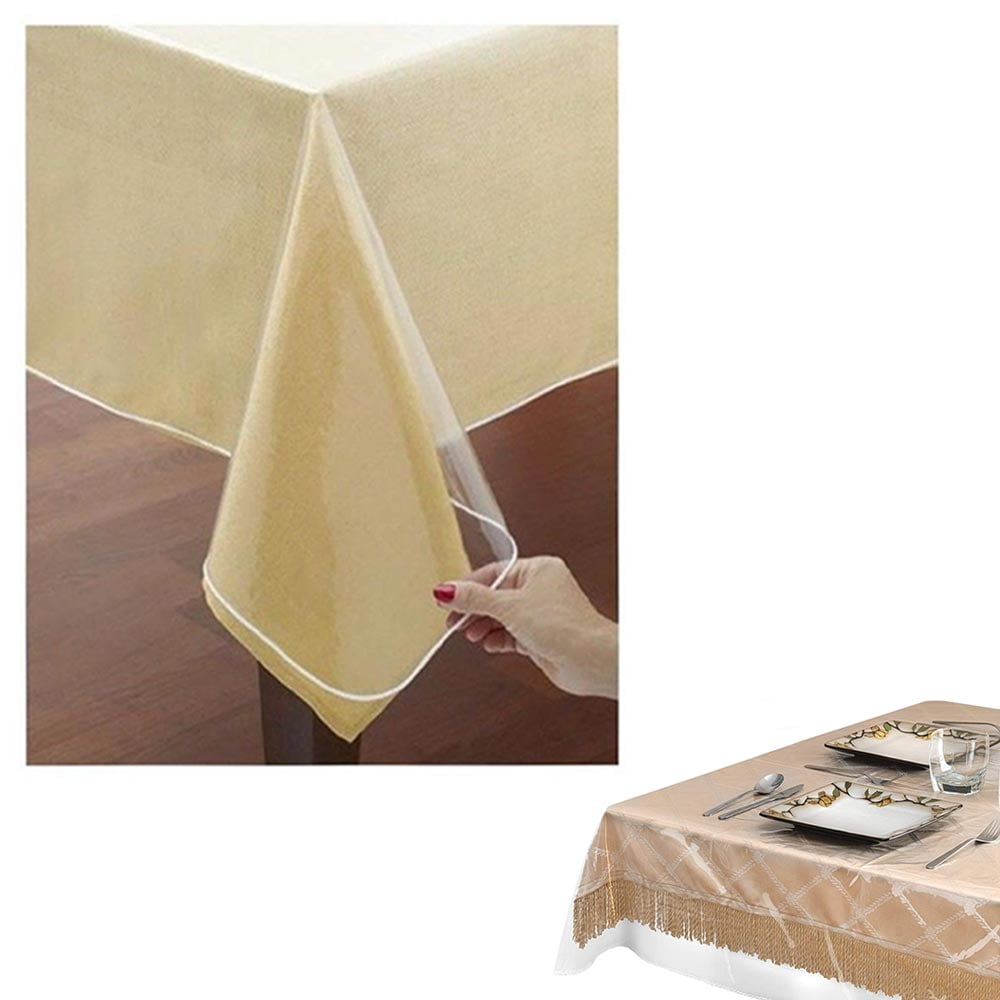 Heavy Duty Vinyl Clear Tablecloth Cover Waterproof Protector Oblong Table 60X90