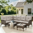 thumbnail image 2 of Bellefurn Patio Furniture Set Outdoor Wicker Sectional Sofa L Shaped Couch with Ottoman,Patio 6-Seat Sofa High Back Conversation Set for Deck,Backyard,Porch, 2 of 9