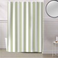 thumbnail image 5 of Fabric Shower Curtain, Sage Green and White Striped Geometric Bathroom Curtain with 12 Hooks Waterproof No Bad Odor Machine Washable Bath Curtains for Bathroom, Spa Room, 72"x78", 5 of 6