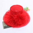 thumbnail image 2 of Charmgo Fascinators Hats for Women, Spring Summer Mesh Sunshade Hat Flower Temperament Wedding Sun Hat Dome Large Brim Hat Fashion Sun Hats for Women, Kentucky Derby Hats for Women Red One Size, 2 of 4