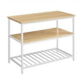 thumbnail image 1 of VASAGLE Kitchen Island with 3 Shelves, 47.2 Inches Kitchen Shelf with Large Worktop, Stable Steel Structure, Industrial, Easy to Assemble, Oak Color and White UKKI001W09, 1 of 7