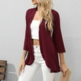 thumbnail image 5 of IROINNID Savings Cardigan Outfits for Women 3/4 Sleeve Comfortable Solid Color Cardigan Top Blouse,Burgundy, 5 of 9
