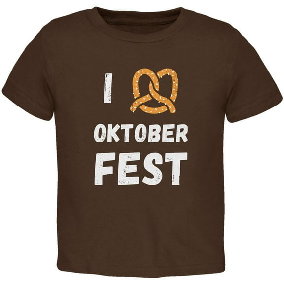 I Heart Love Pretzel Oktoberfest Toddler T Shirt Brown 3T