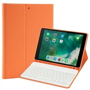 iPad 10.2 Touch Bluetooth Keyboard Case Stand with Pencil Holder Set Tablet Protective Case, Orange