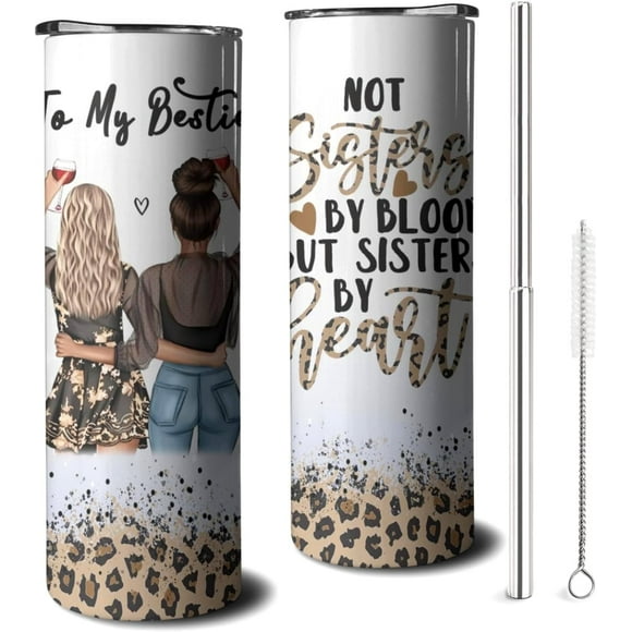 20oz Best Friend Gift Tumbler With Straw and Lid, Besties Friendship Bff Gifts, Christmas,Birthday Gifts For Best Friend Coffee Mug