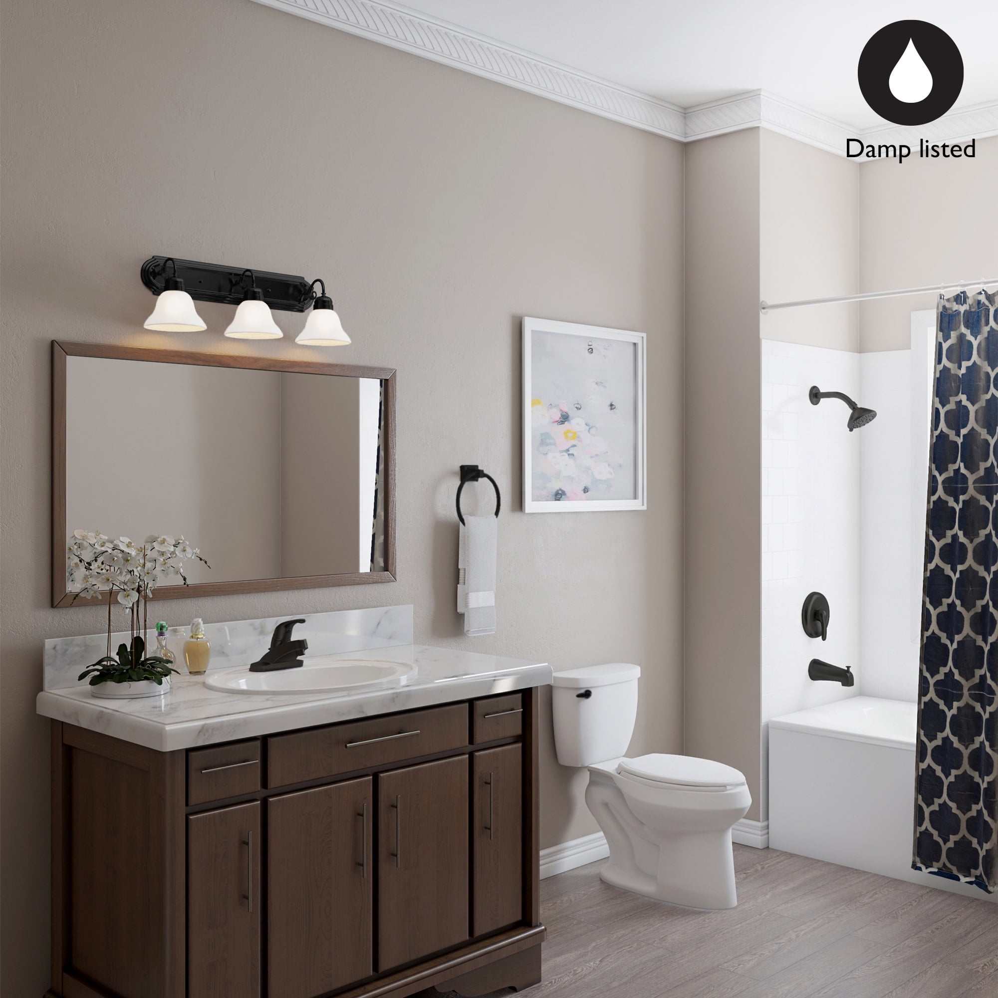 Design House Millbridge 3-Light Dimmable Wall or Vanity Light, Matte Black