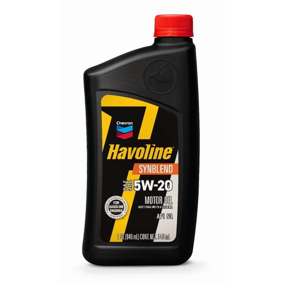 Chevron Havoline Synthetic Blend Motor Oil 5W-20, 1 Quart Bottle