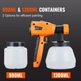 thumbnail image 6 of VEVOR Paint Sprayer, 1300W Electric Spray Paint Gun with Air Hose, 1300ml and 800 ml Containers, 5 Copper Nozzles, 150 Din HVLP Spray Gun for House Painting Home Interior and Exterior Walls, Fence, 6 of 9