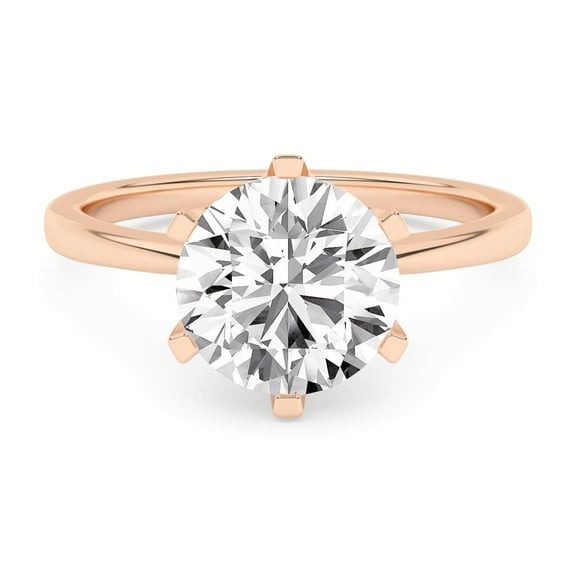 IGI Certified 2.00 Carat (ctw) 6-Prong Solitaire Engagement Rings For Women, Round Lab Grown Diamond Promise Ring For Her In 18k Solid Rose Gold | F-G, VS-SI Quality 2 ct Ring Size-10