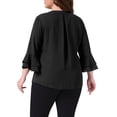 thumbnail image 4 of DARING DIVA Women's Plus 3/4 Bell Sleeve Notch Chiffon Tunic Shirts 1X Black, 4 of 6