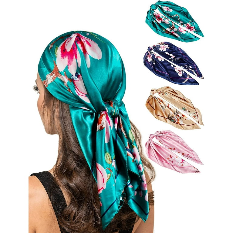 Fashion Hair Scarf for Women Design Headband Ribbon Satin Silk Square Scarves Lady Wrist Wrap Design