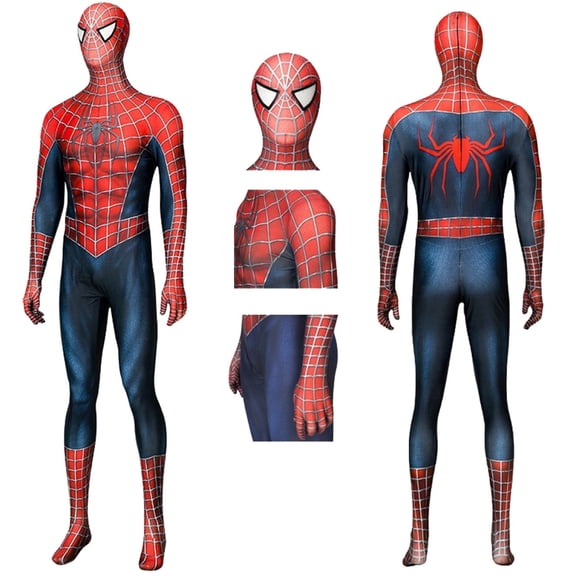 Halloween Red Blue Spider Hero Zentai Suit, Full Body Spandex Jumpsuit Costume with Mask for Halloween Party & Role Play
