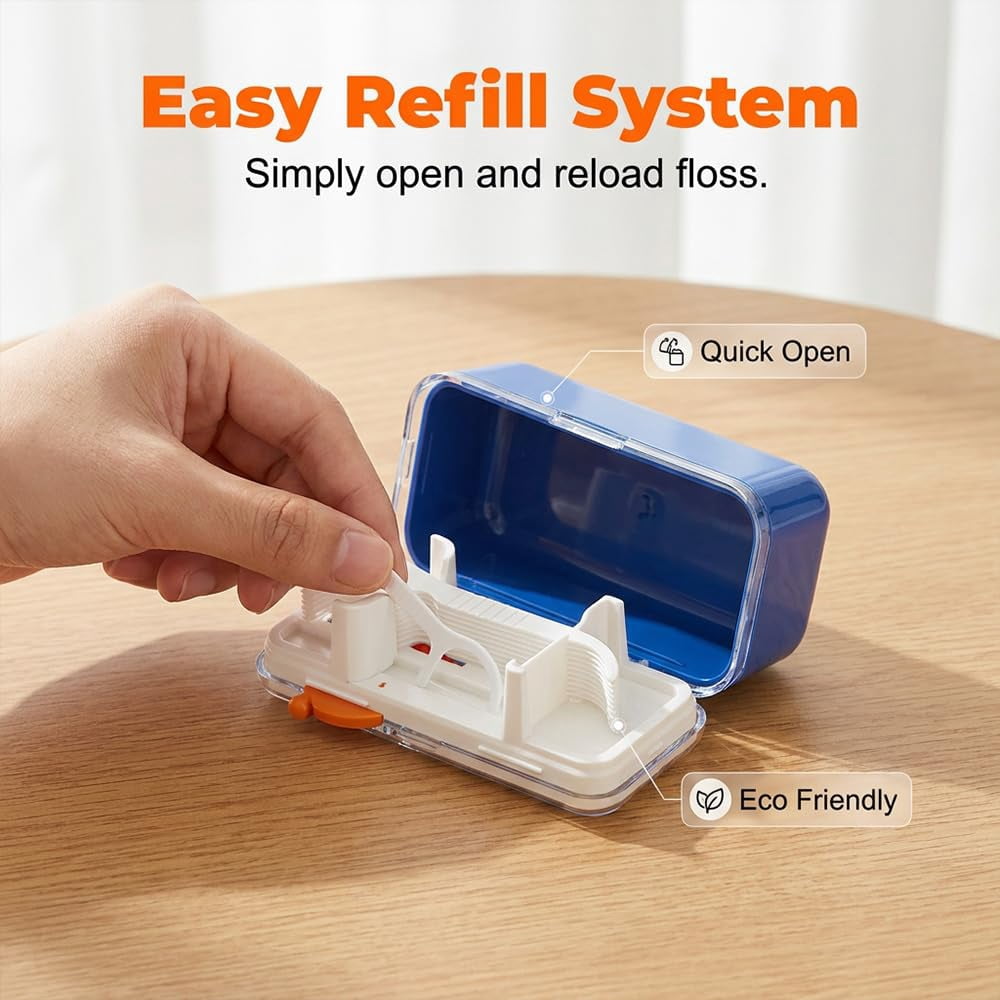 Automatic Pop-up Portable Floss Dispenser with 50 Pcs Dental Floss, 2026 New Travel Floss Picks Dispenser, Refillable Tooth Pick Holder for Home Travelling On-the-Go Oral Care