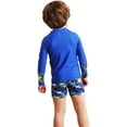thumbnail image 2 of Eltusu Boys Swimsuit, Bathing Short Sleeve Crewneck Summer Rush Gard Shirts and Swim Trunks Set Blue Size 4 T, 2 of 7