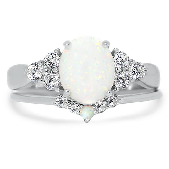LaRaso & Co Opal Wedding Engagement Ring Set Size 7