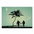 thumbnail image 1 of Romantic Cutting Board, Married Couple Walking on the Beach Tropical Fauna and Flora, Decorative Tempered Glass Cutting and Serving Board, Small Size, Pale Green Seafoam Black, by Ambesonne, 1 of 1