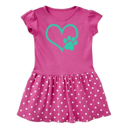 

Inktastic Teal Heart With Paw Print Gift Toddler Girl Dress