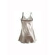 thumbnail image 2 of INSPIRAR CHIC Mujeres Satén V Cuello Floral Encaje Trim Ropa de Dormir Noche Gown Pijama Deslizamiento Vestido Champán-floral L, 2 of 6
