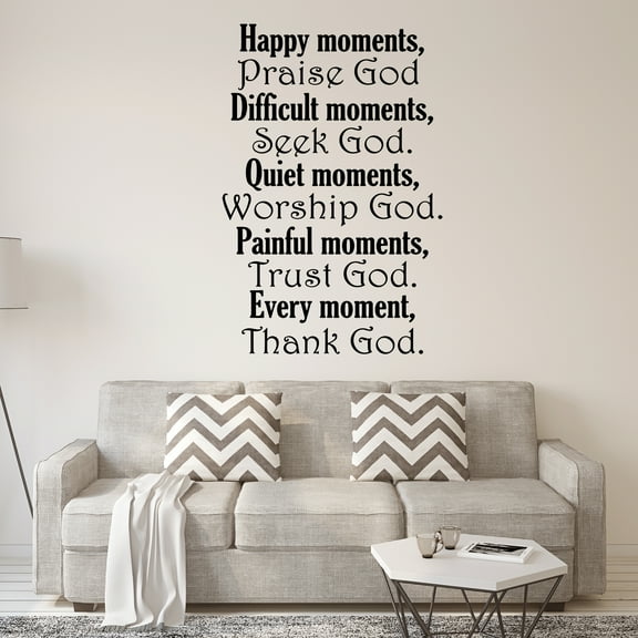 VWAQ Happy Moments Praise God Christian Quotes Wall Decal