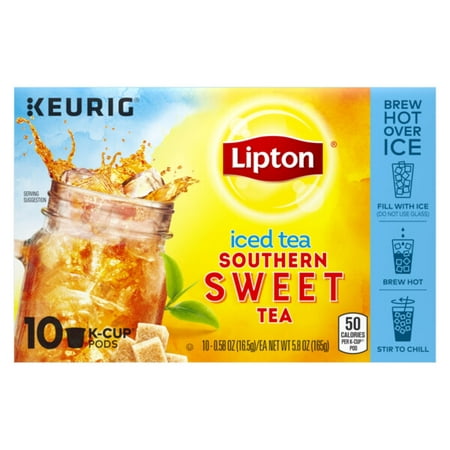 Lipton Iced Tea K-Cup® Pods Southern Sweet Black Tea, Caffeinated, Tea Bags 10 Count