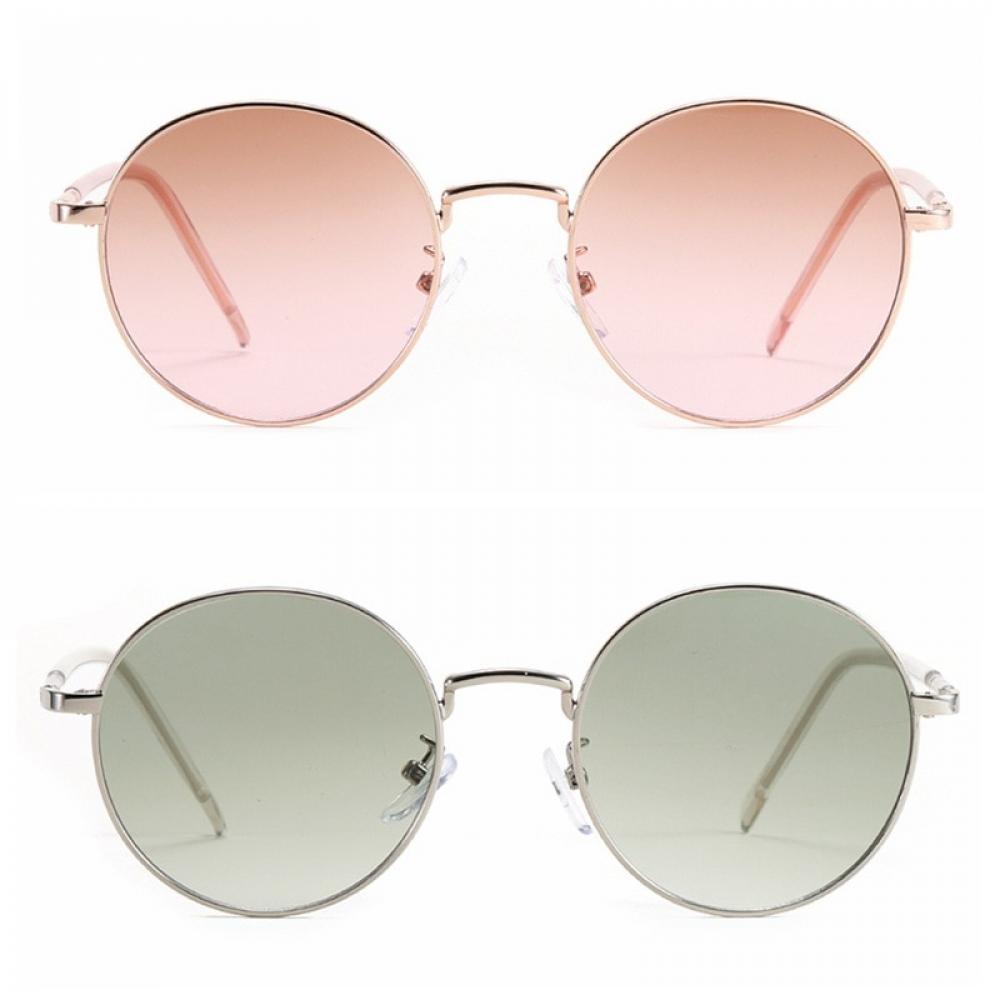 Women Vintage Round Sunglasses Solid and Ocean Color Lens Sun Glasses Brand Design Metal Frame Circle Female Sunglasses - image 4 of 5