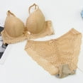 thumbnail image 4 of Women's Push up Bra and Panty Set Lace Underwire Bralettes and Briefs Suit Bras for Lady Sports Beige 90B, 4 of 6