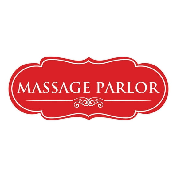 Signs ByLITA Designer Massage Parlor Elegant Design Clear Messaging Durable Construction Easy Installation Sign (Red) - Large