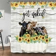 thumbnail image 3 of Funny Get Naked Shower Curtain Farmhouse Animal Highland Cow with Sunflower In Bathtub Cattle Shower Curtains Set, 3 of 4