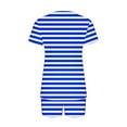 thumbnail image 4 of 2 Piece Sets for Women Fashion Striped Casual Home Two-piece V-neck Top With Pocket Shorts Set, 4 of 6