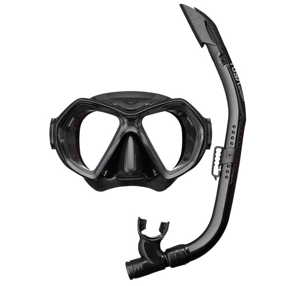 TUSA X-Plore Snorkeling Mask/Snorkel Combo, Color: Black/Black (UC-0106-BKBK)