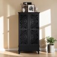 thumbnail image 2 of Tcbosik Sideboard Buffet Cabinet with 2 Doors, 55" Tall Storage Cabinet with Drawer and Adjustable Shelf, Accent Cabinet for Kitchen, Dining Room, Living Room, Black, 2 of 7