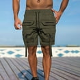 thumbnail image 2 of YLSDY Mens-Cargo-Hiking-Shorts Tactical Fashion Summer Zip Multi-Pocket Hiking Short Drawstring Waist Travel Athletic Short Army Green XL, 2 of 6
