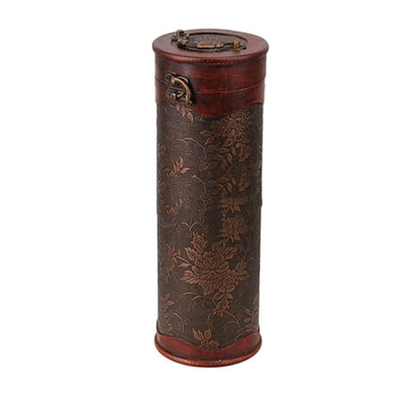 bestolf Cylinder Vintage Retro Wooden Vintage Bottle Storage Gift Box Case Holder