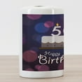 thumbnail image 3 of 50th Birthday Ceramic Toothbrush Holder, Color Spots in Graphic Style Cake Number Candlesticks Lettering, Decorative Versatile Countertop for Bathroom, 4.5" X 2.7", Blue Pink White, 3 of 4