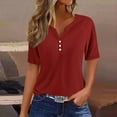 thumbnail image 2 of Women's T-Shirts Sevevn Women's Casual Solid Color Short-Sleeved V-Neck Top Blouse Tops For Women Trendy, 2 of 5