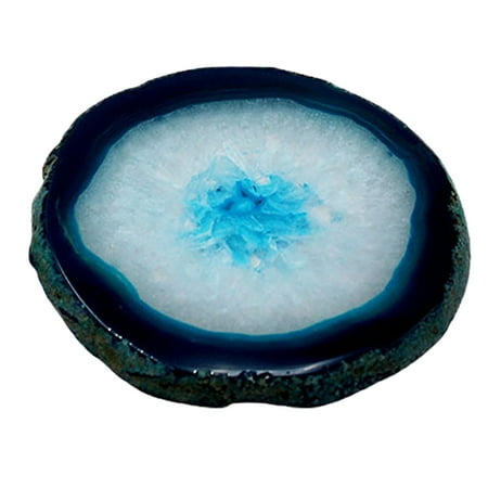 

Meizhencang Polished Dyed Coaster Compact Stone Natural Agate Sliced Coaster Desktop Decor