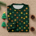 thumbnail image 6 of Long Sleeve Pullover Sweaters For Women O Neck Casual Cute Printing Knit Oversized Sweater for Fall and Winter, Christmas Snowflake Print, Cozy and Festive, Christmas Sweaters for Women ,Dark Green,L, 6 of 6