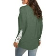 thumbnail image 4 of Anbech Women's Lace Long Sleeve Shirt Round Neck Solid Color Blouse Hem Tightened Tops, 4 of 5
