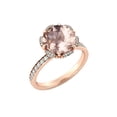 thumbnail image 2 of Natural peach/pink 3.50 CT VS Morganite Ring with Diamonds Rose Gold 14K Flower Vintage Unique, 2 of 3