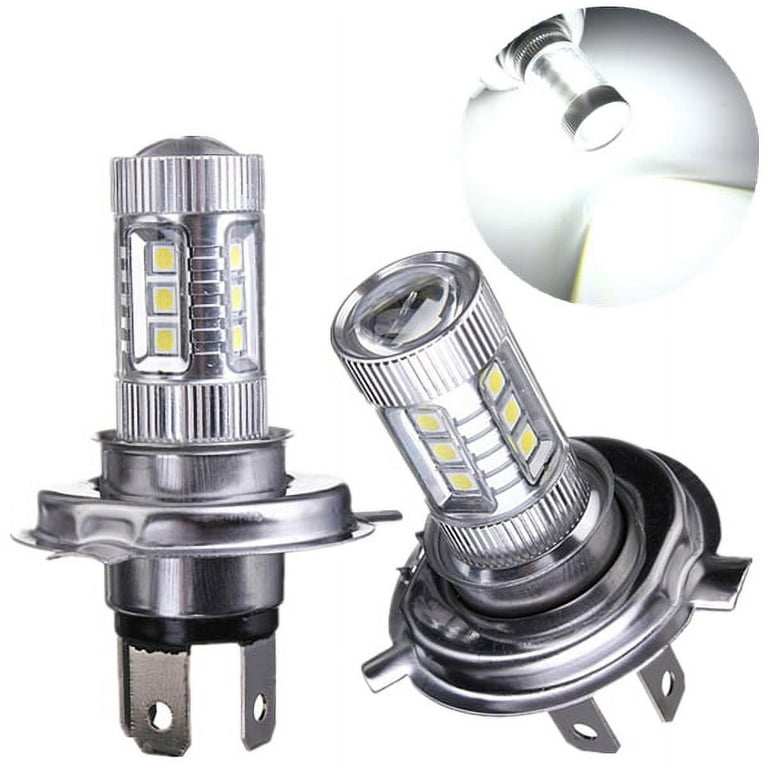 H4 80W 4000Lm 6000k-6500k LED Headlight Bulb Kit High Low Beam Super-Bright Bulb with Lens Car Modified Parts, 2 Piece Set